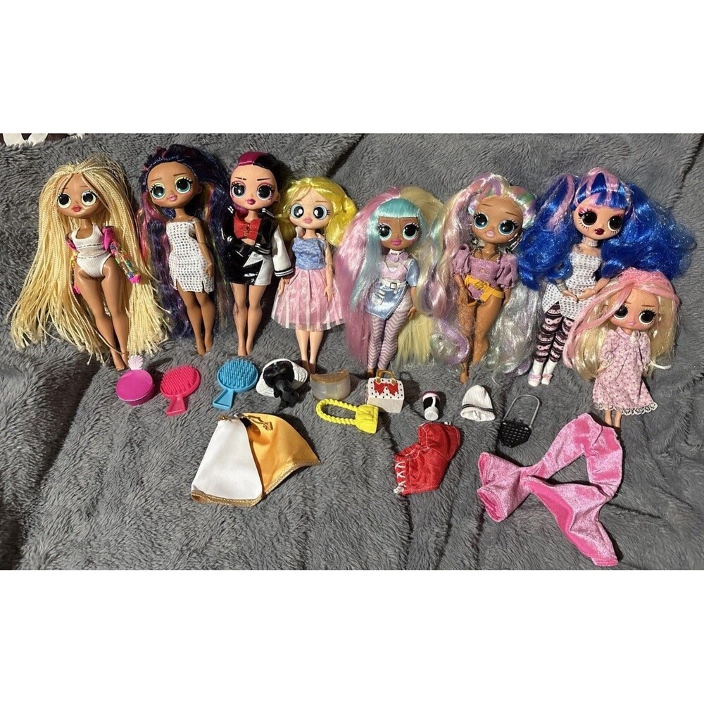 Lot 8 LOL OMG DOLLS L.O.L. Doll Bundle Clothes Accessories Tween Bubbles Purses